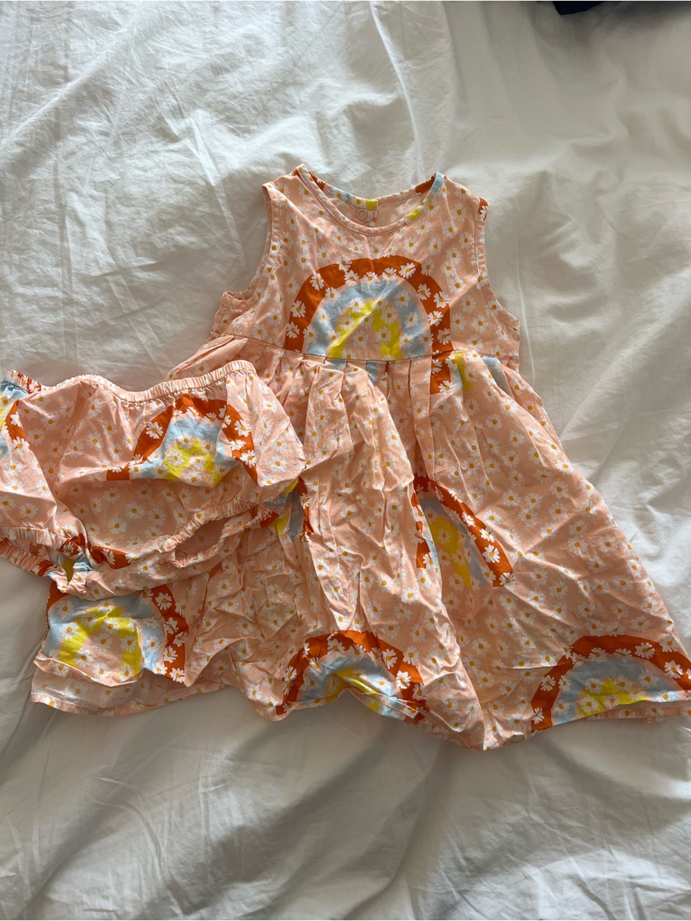Stella McCartney Kids Peach Rainbow Daisy Sundress